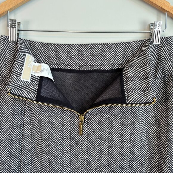 Michael Kors Women's 6 Pencil Skirt Geo Print Gold Zipper Office Chic Corporate - Picture 6 of 10